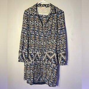 Tory Burch Dress Riviera blue and white with waist tie Silk